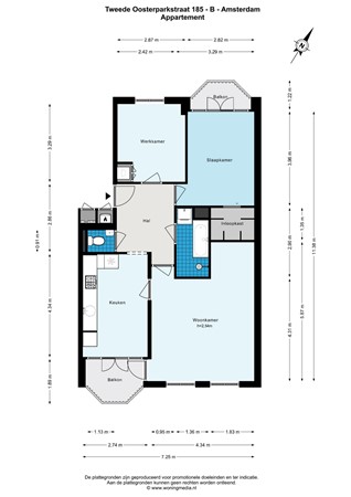Floor plan - Tweede Oosterparkstraat 185B, 1092 BH Amsterdam 